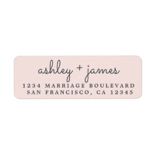 Elegant Names Pastel Pink Wedding Return Address Label