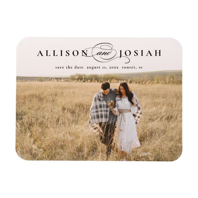 Elegant Names Photo Wedding Save the Date Magnet (Horizontal)
