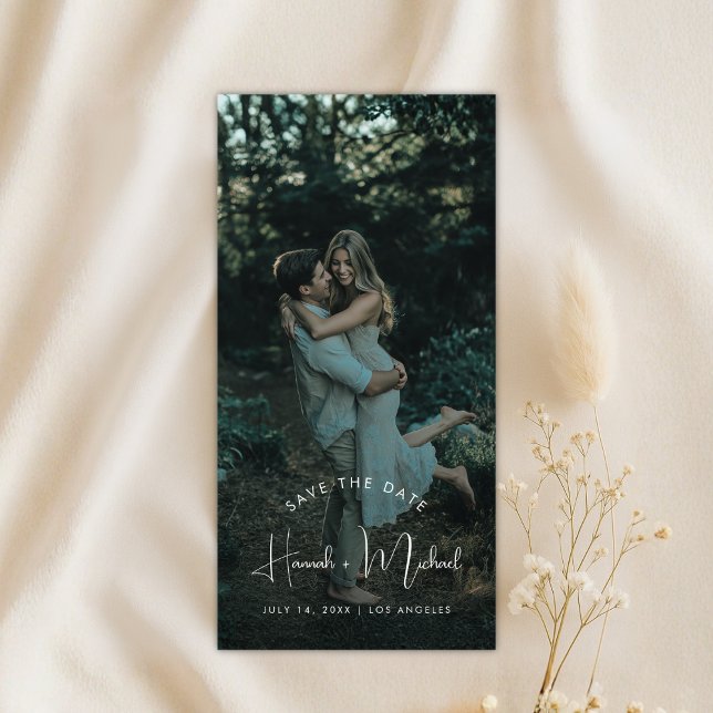 Elegant Names Script Modern Wedding Photo Bookmark Save The Date (Creator Uploaded)