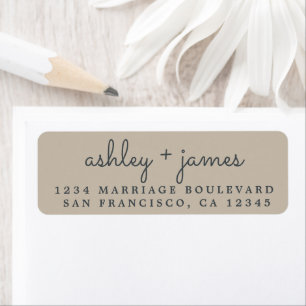 Elegant Names Shiitake Grey Wedding Return Address Label