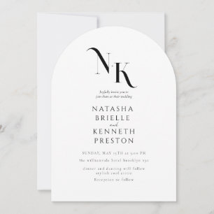 Elegant NAMES White Wedding Modern Calligraphy Invitation