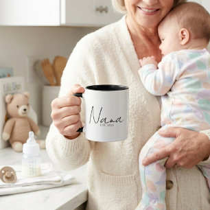 Elegant Nana EST Year Minimalist Script Design Mug