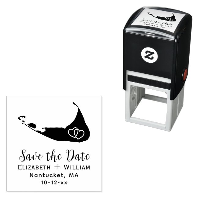 Elegant Nantucket Map Wedding Save the Date Self-inking Stamp (In Situ)