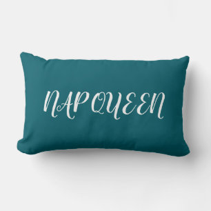 Elegant Nap Queen Script Teal Throw Pillow