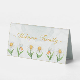 Elegant Narcissus Flower Wedding Table Tent Sign