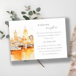 Elegant Nashville City Skyline Wedding Reception Enclosure Card