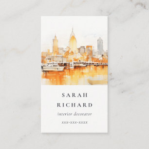 Elegant Nashville Tennessee Skyline Watercolor Business Card