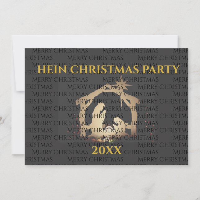 Elegant Nativity Gold Christmas Party Invitation (Front)