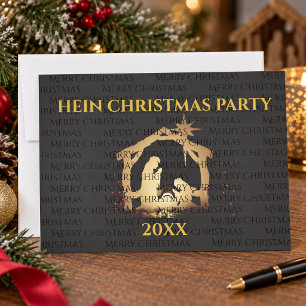 Elegant Nativity Gold Christmas Party Invitation