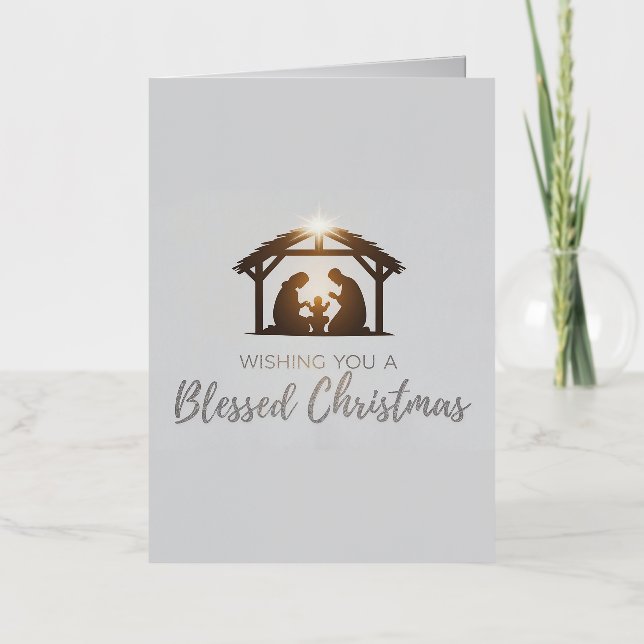 Elegant Nativity Scene Christmas Card  (Front)