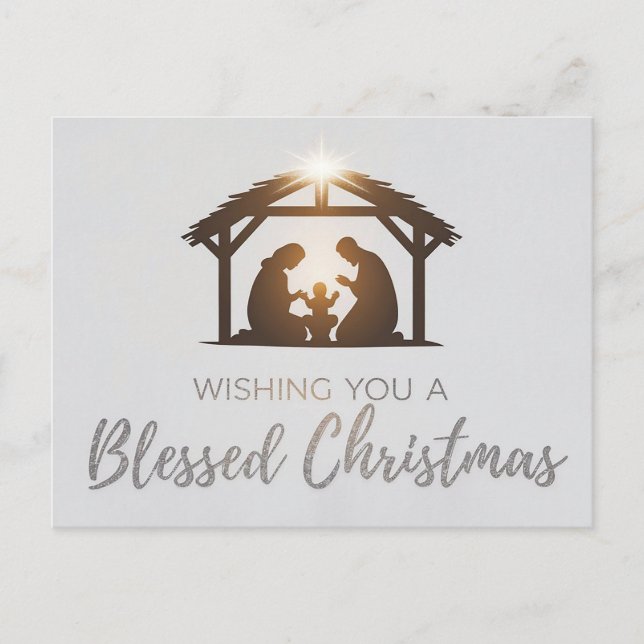 Elegant Nativity Scene Christmas Card  (Front)