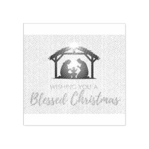 Elegant Nativity Scene Christmas Card  Rubber Stamp