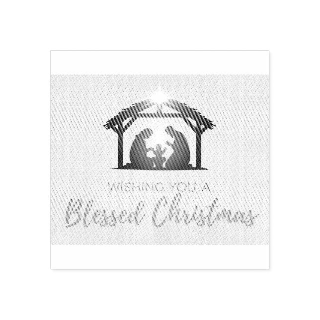 Elegant Nativity Scene Christmas Card  Rubber Stamp (Imprint)