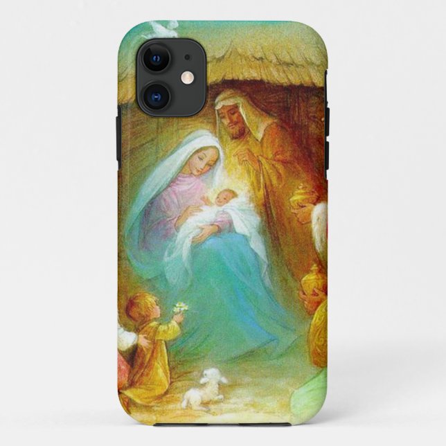 Elegant Nativity scene, Mary Jesus Joseph Case-Mate iPhone Case (Back)