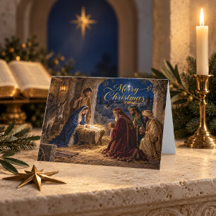 Elegant Nativity Three Wise Men Christmas Card