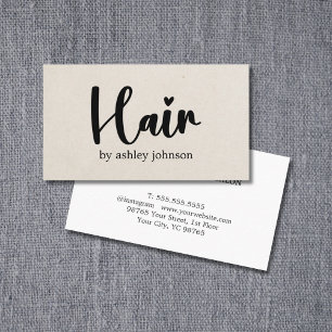 Elegant Natural Beige Bold Heart Hair Salon Business Card