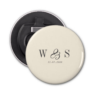 Elegant natural cream initial wedding couples bottle opener