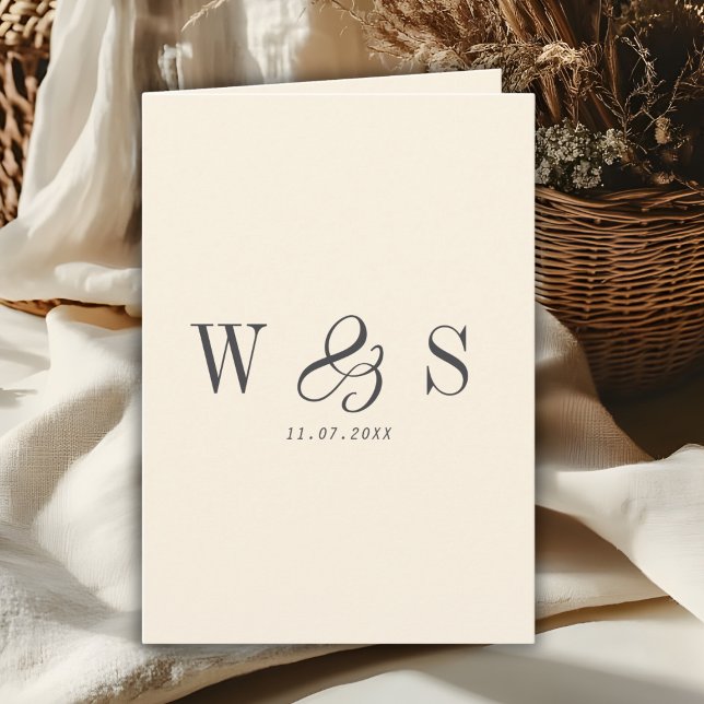 Elegant natural cream initial wedding couples card (Creator Uploaded)