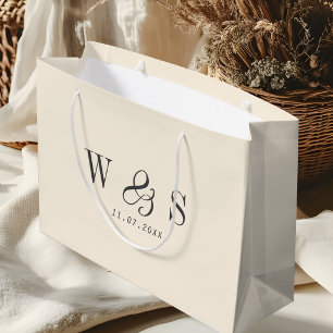 Elegant natural cream initial wedding couples large gift bag