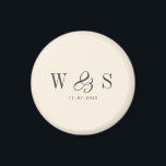 Elegant natural cream initial wedding couples magnet<br><div class="desc">Elegant natural cream initial wedding couple</div>