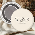 Elegant natural cream initial wedding couples magnet<br><div class="desc">Elegant natural cream initial wedding couple</div>