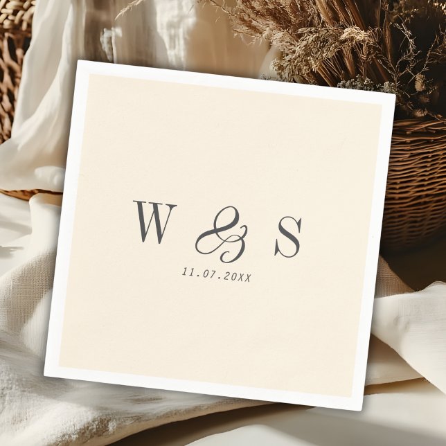 Elegant natural cream initial wedding couples napkin (Creator Uploaded)