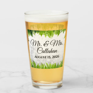 Elegant Natural Ferns Romantic Leaves Wedding Glass