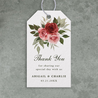 Elegant Natural Floral Wedding White Thank You  Gift Tags