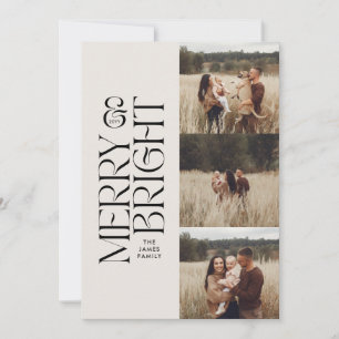 Elegant natural foliage modern minimal multi photo holiday card