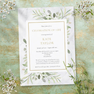 Elegant Natural Marble Funeral Celebration of Life Invitation