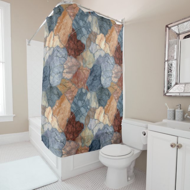 Elegant Natural Stone  Marble Pattern  Shower Curtain (In Situ)