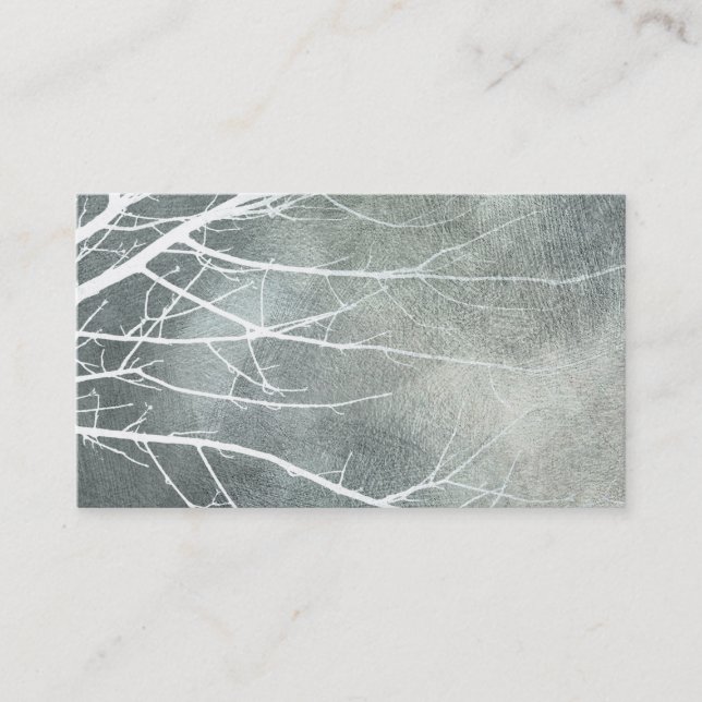 elegant nature art  grey and white tree branches  business card (Front)