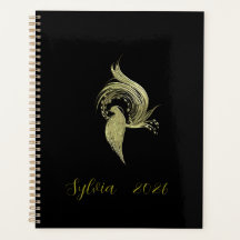 Elegant Nature Art on Black notebook