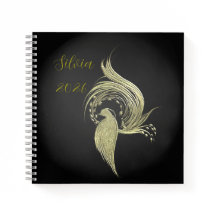 Elegant Nature Art on Black notebooks 