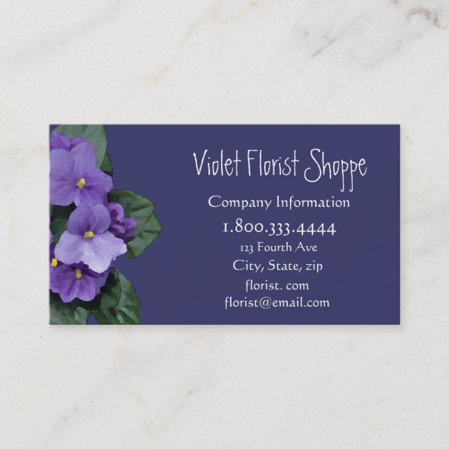 Elegant Nature Flower African Violet Plant Business Card (Front)