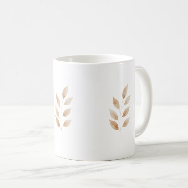 Elegant Nature-Inspired Coffee Cup in Neutral  (Front Right)