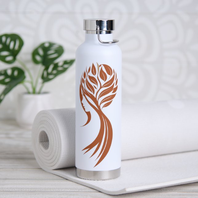 Elegant Nature-Inspired Feminine Art Design  Water Bottle (Yoga)
