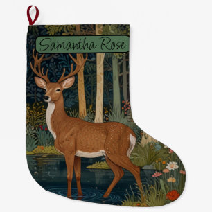 Elegant nature rustic forest woodland deer  large christmas stocking