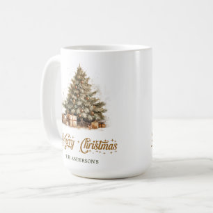 Elegant nature watercolor Christmas tree copper Coffee Mug