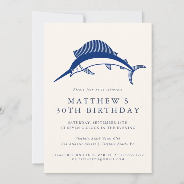 Elegant Nautical Anchor Adult Party Invitation  (Front)