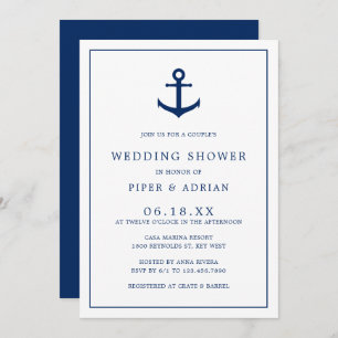 Elegant Nautical Anchor Couples Wedding Shower Invitation