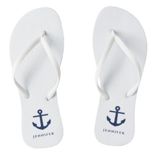 Elegant Nautical Anchor Custom Name  Thongs