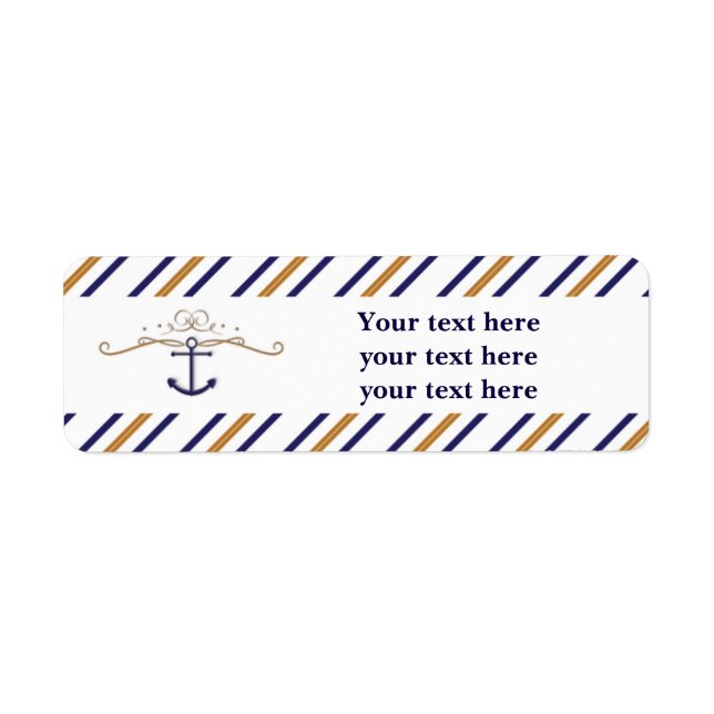 Elegant Nautical Anchor Striped Address Labels (Front)