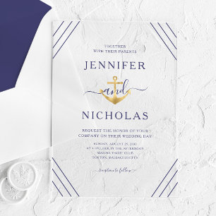 Elegant Nautical Anchor Wedding Acrylic Invitations