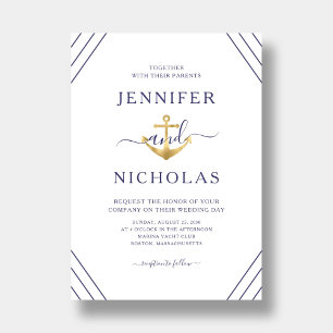 Elegant Nautical Anchor Wedding  Invitation