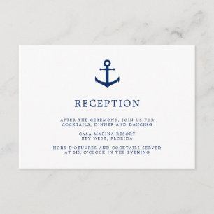 Elegant Nautical Anchor Wedding Reception Enclosure Card