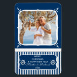 Elegant Nautical Beach Photo Merry Christmas Magne Magnet<br><div class="desc">Personalise this elegant nautical beach themed anchors photo "Merry Christmas & Happy New Year" magnet with your name,  year and photo.  You can even personalise the greeting.  Click "customise" to modify font styles,  sizes,  and/or colours,  and/or to resize your photo to fit as necessary.</div>