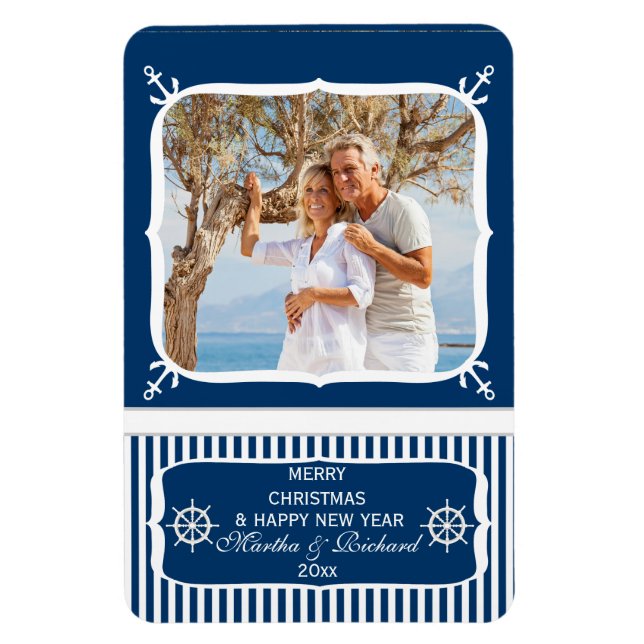 Elegant Nautical Beach Photo Merry Christmas Magne Magnet (Vertical)