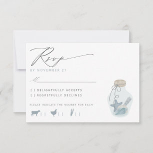 Elegant Nautical Beach Seashell Wedding RSVP Card