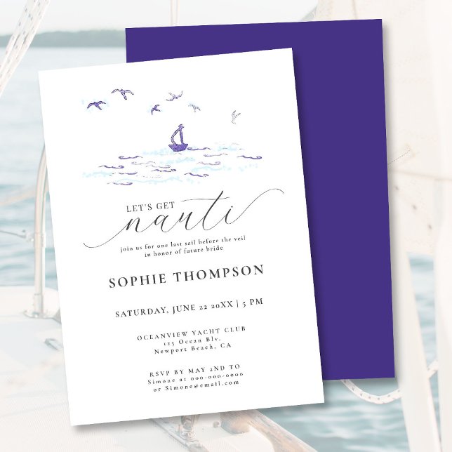 Elegant Nautical Boat Party Bachelorette Party Invitation (Creator Uploaded)